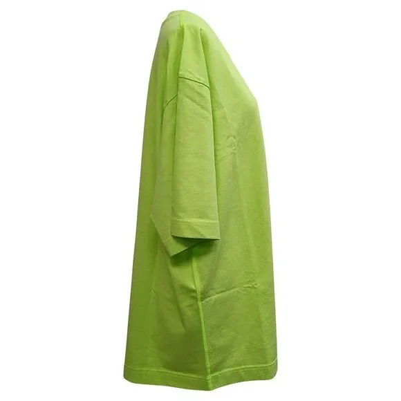 Acne Studios Erin Stamp T-Shirt Dress in Neon Green Cotton Acne Studios Erin Stamp T-Shirt Dress in Neon Green Cotton